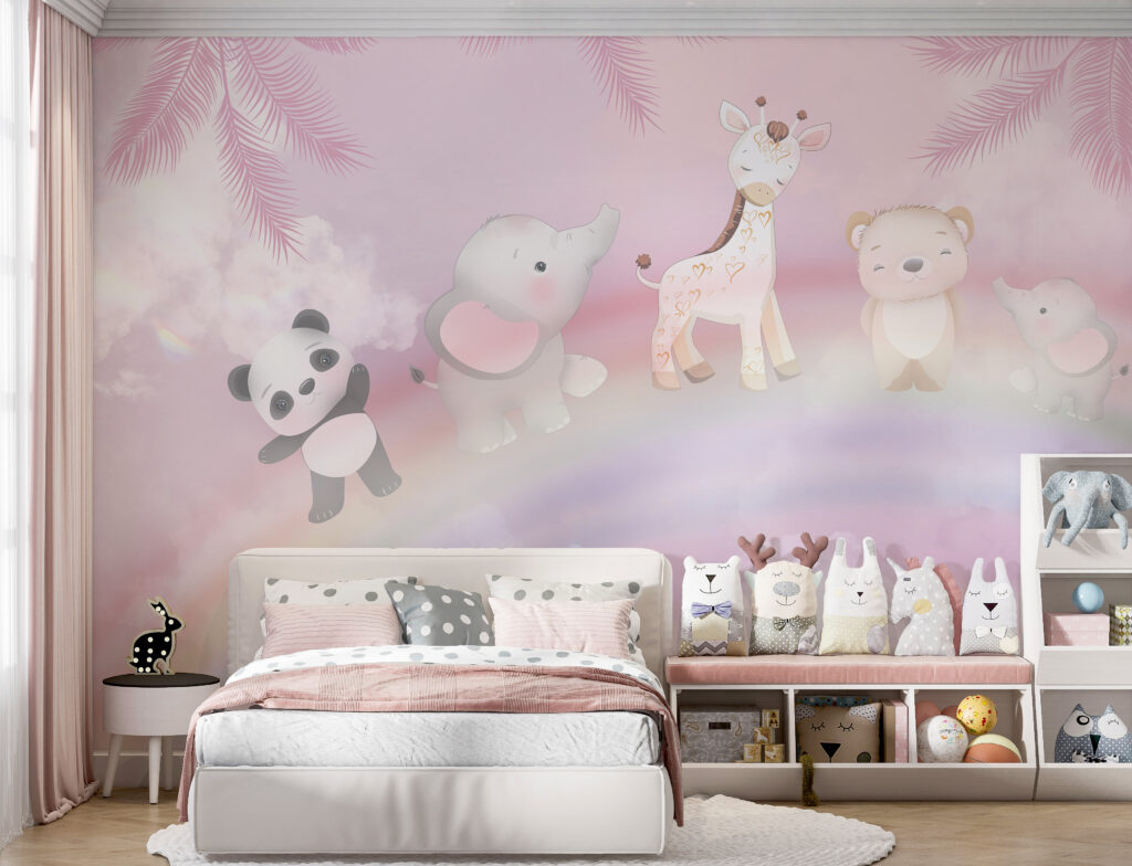 Group of animals on a rainbow Group of animals on a rainbow