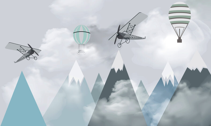 Helicóptero sobrevolando montañas