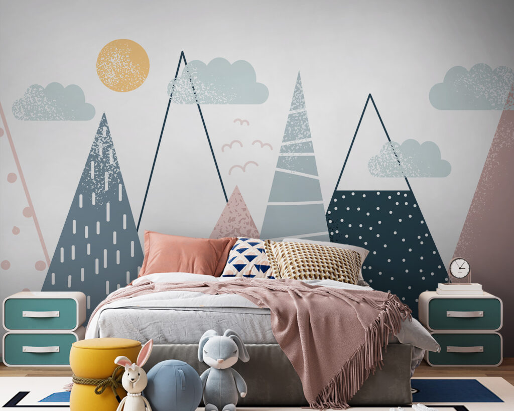 Group of mountains with trees and clouds Group of mountains with trees and clouds