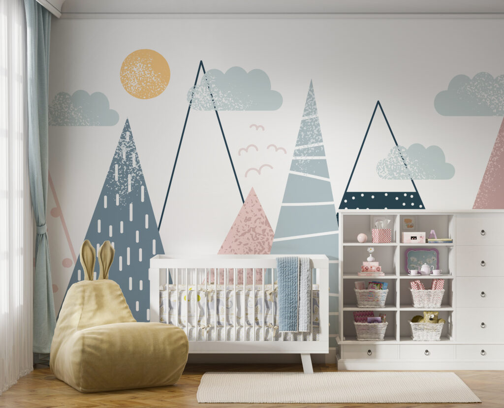 Group of mountains with trees and clouds Group of mountains with trees and clouds