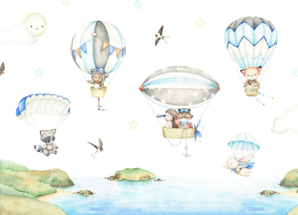 Grupo de animales en globos aerostáticos Grupo de animales en globos aerostáticos