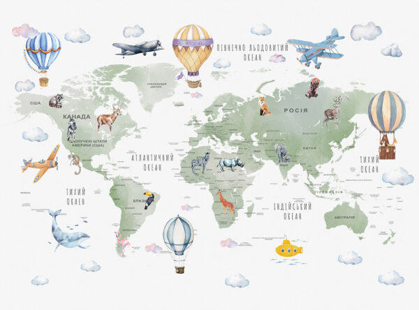 Mapa del mundo con animales y palabras Mapa del mundo con animales y palabras