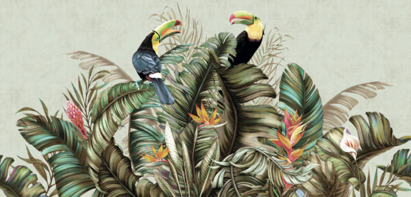 Grupo de pájaros sobre una planta Grupo de pájaros sobre una planta