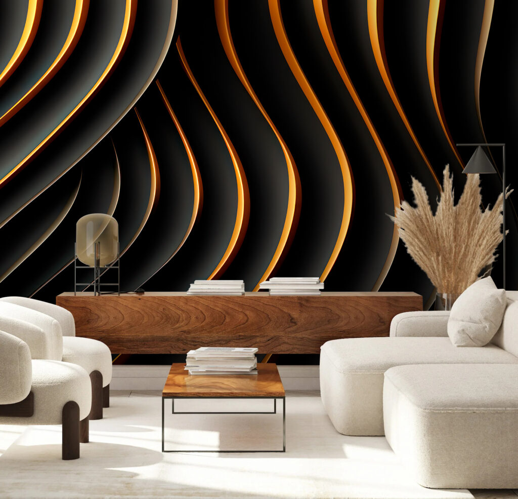 Black and orange wavy lines Black and orange wavy lines