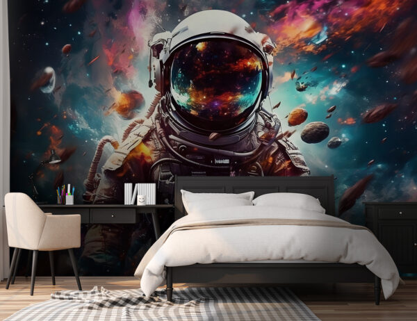 Un astronauta en el espacio con un gran casco Un astronauta en el espacio con un gran casco
