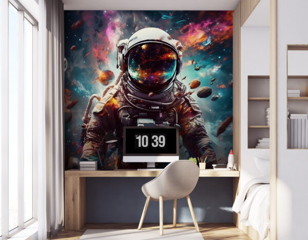Un astronauta en el espacio con un gran casco Un astronauta en el espacio con un gran casco