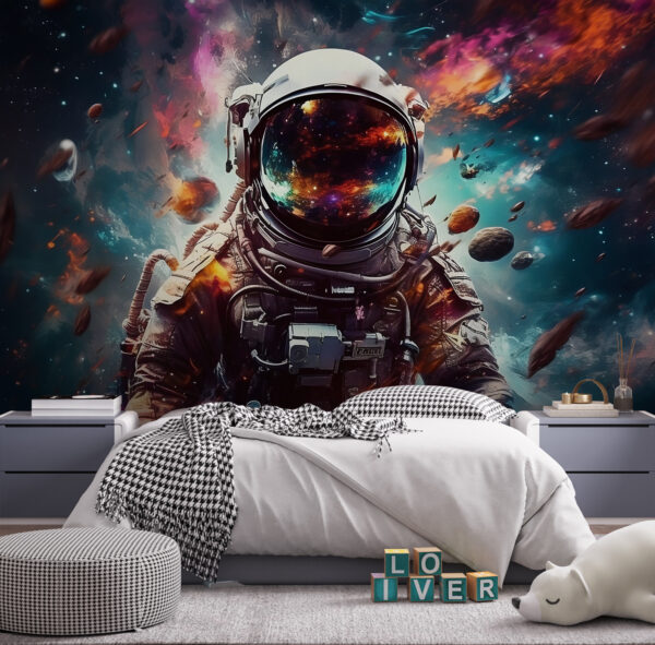 Un astronauta en el espacio con un gran casco Un astronauta en el espacio con un gran casco