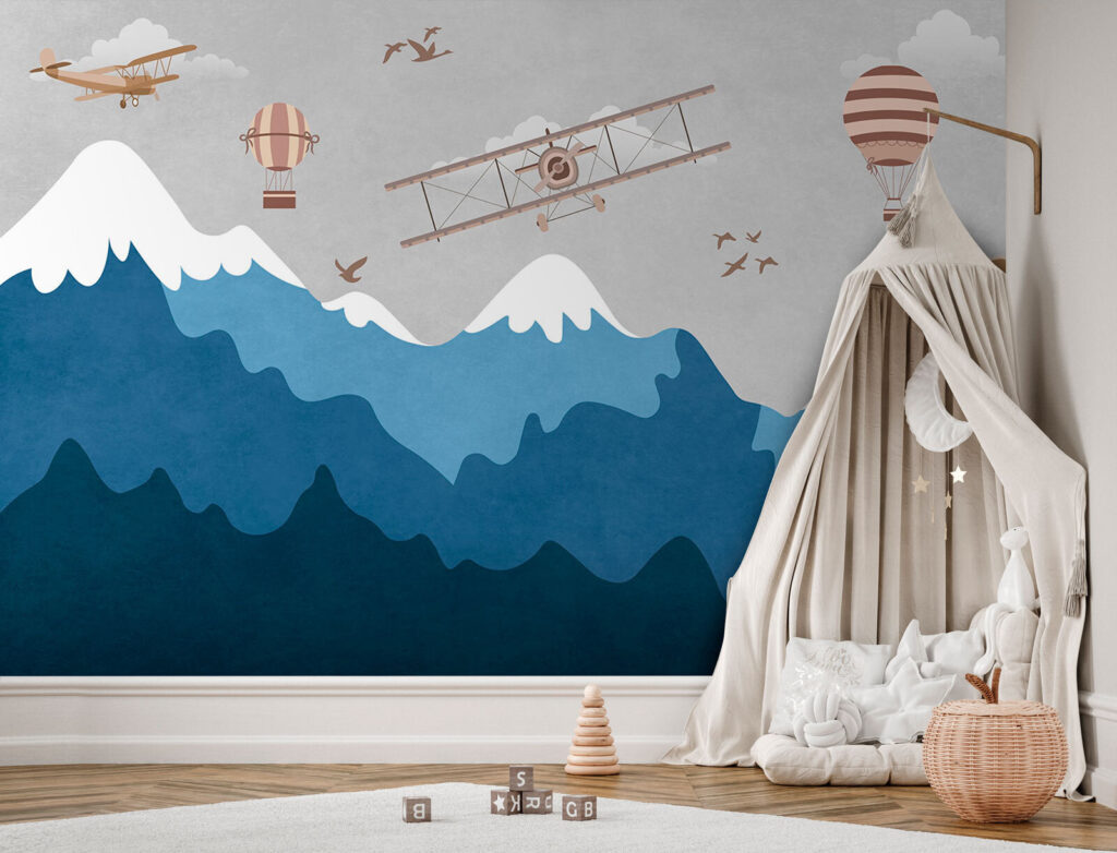 Plane flying over mountains