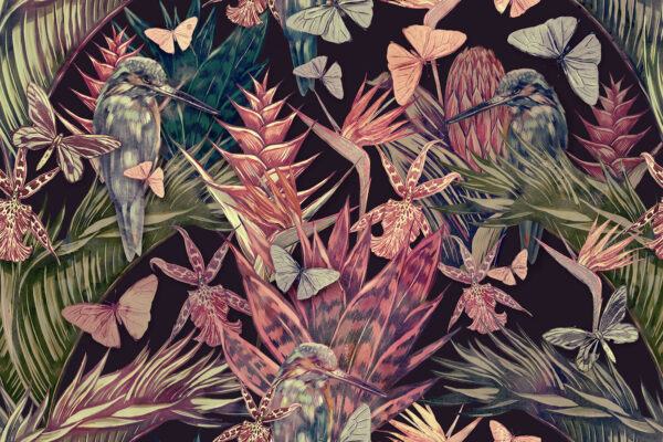 Patrón de plantas y aves tropicales Patrón de plantas y aves tropicales