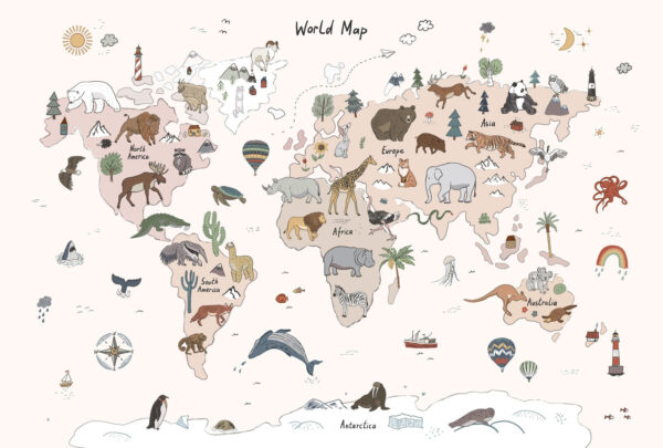 Mapa del mundo con animales Mapa del mundo con animales