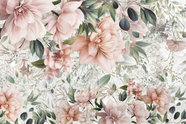 Delicado diseño de arreglo floral en tonos pastel. Delicado diseño de arreglo floral en tonos pastel.