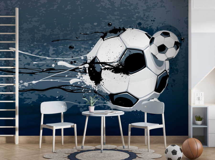 Fotomurales Balón de fútbol con salpicaduras de pintura - Imagen 2