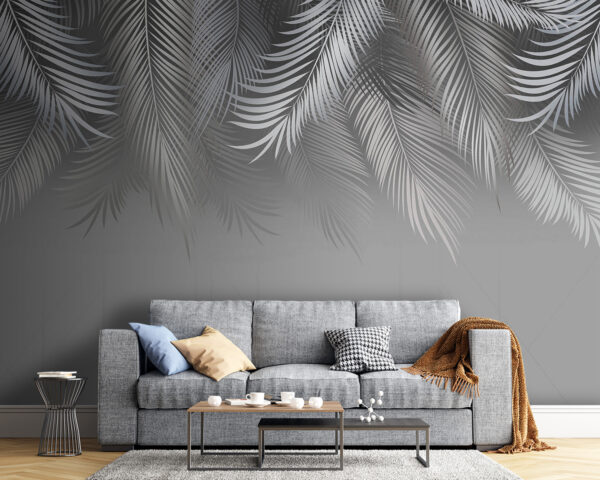 Fondo gris y blanco con hojas Fondo gris y blanco con hojas