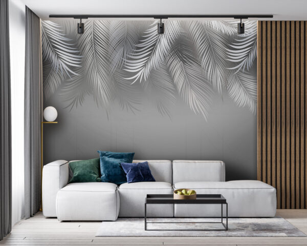 Fondo gris y blanco con hojas Fondo gris y blanco con hojas
