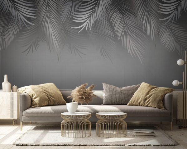 Fondo gris y blanco con hojas Fondo gris y blanco con hojas