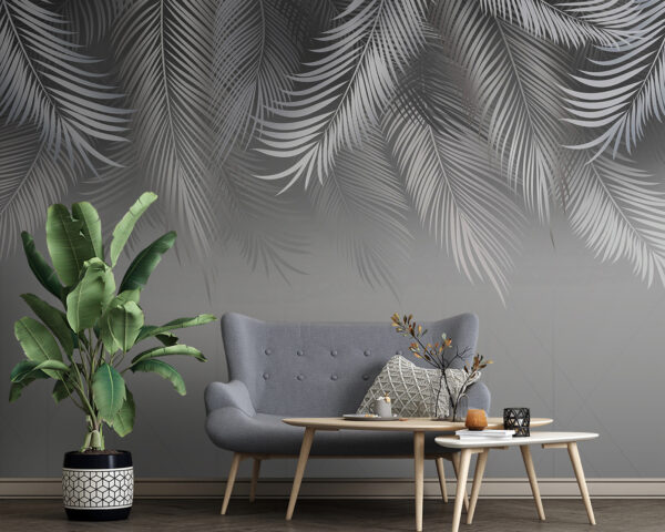 Fondo gris y blanco con hojas Fondo gris y blanco con hojas