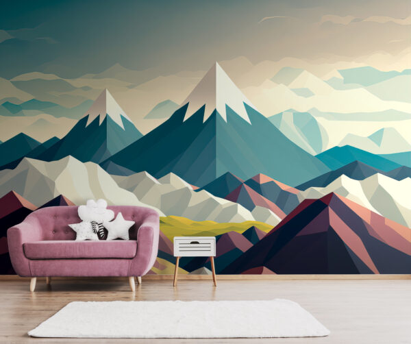 Mountain range with snow capped peaks Mountain range with snow capped peaks