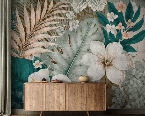 Arreglo floral y follaje tropical. Arreglo floral y follaje tropical.