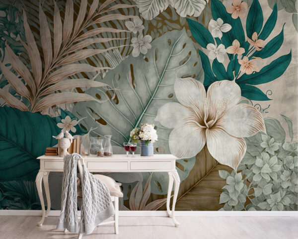 Arreglo floral y follaje tropical. Arreglo floral y follaje tropical.