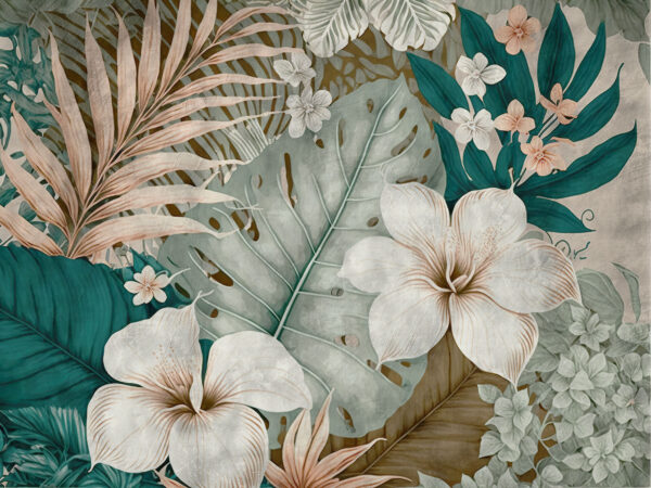 Arreglo floral y follaje tropical. Arreglo floral y follaje tropical.