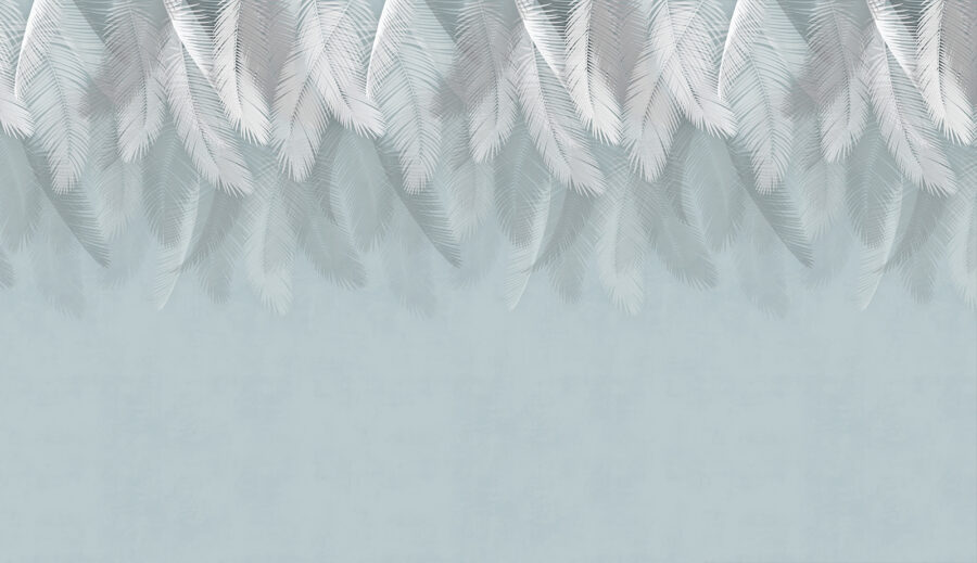 Plumas blancas sobre fondo azul