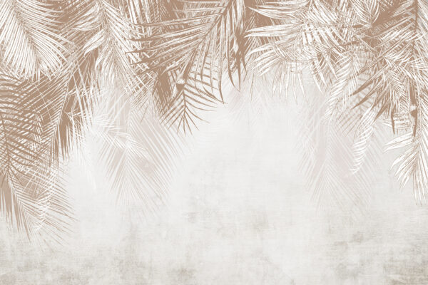 White and brown background with palm leaves White and brown background with palm leaves