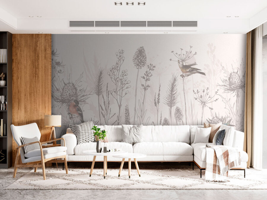 Dibujo de aves y plantas Dibujo de aves y plantas