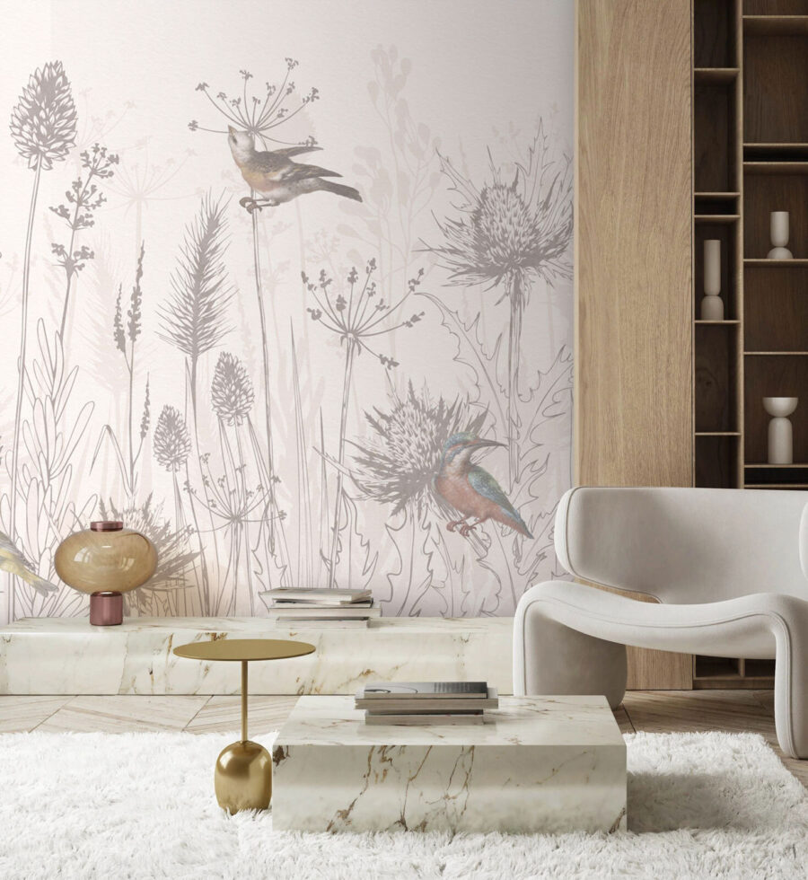 Dibujo de aves y plantas Dibujo de aves y plantas
