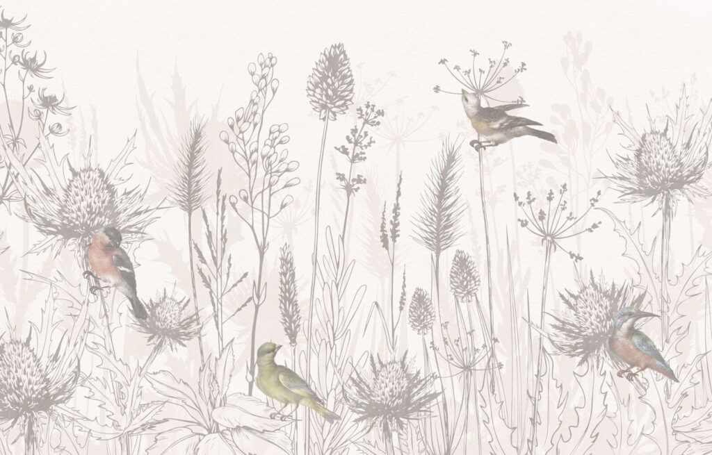 Dibujo de aves y plantas Dibujo de aves y plantas