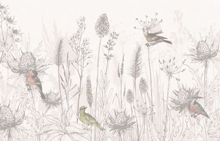 Dibujo de aves y plantas Dibujo de aves y plantas