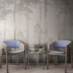 Fotomurales Bosque brumoso con árboles altos