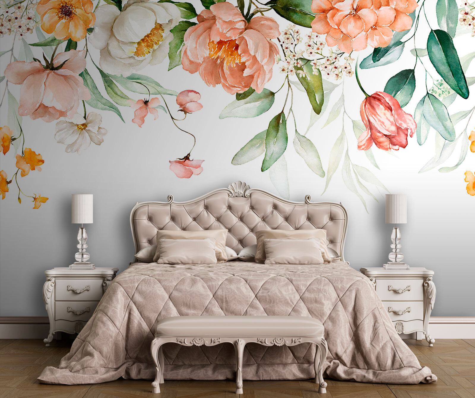 Blooming flowers in soft colors