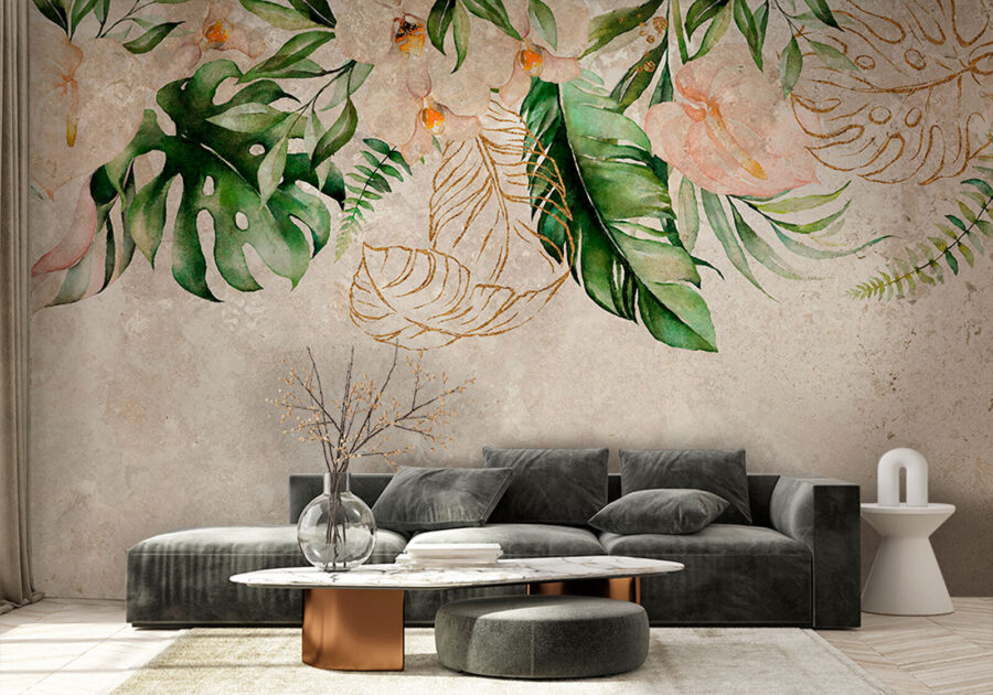 Elegante diseño botánico con tonos suaves