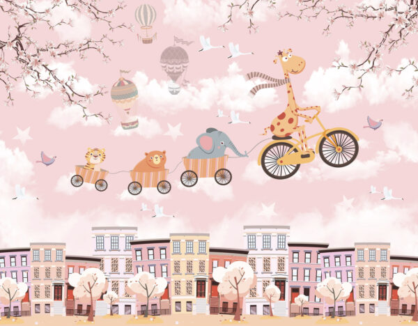 Animales de dibujos animados montando en bicicleta Animales de dibujos animados montando en bicicleta