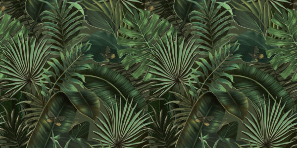 Frondosas hojas verdes y mariposas escondidas Frondosas hojas verdes y mariposas escondidas