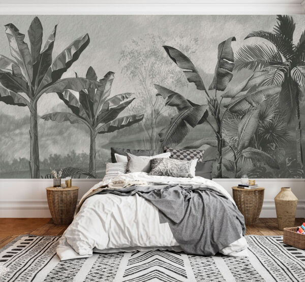 Fotomurales Fotomurales Imagen en blanco y negro de un bosque tropical (SKU: u94329)