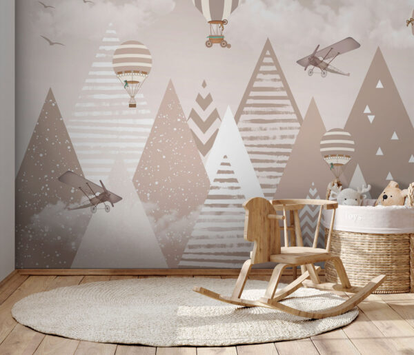 Papel pintado con montañas y aviones Papel pintado con montañas y aviones