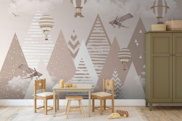Papel pintado con montañas y aviones Papel pintado con montañas y aviones