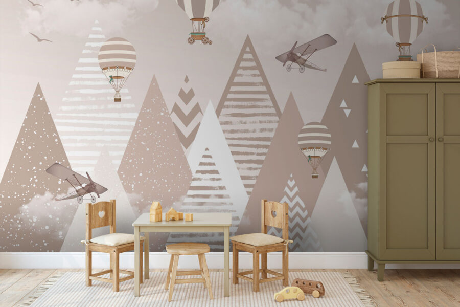 Papel pintado con montañas y aviones Papel pintado con montañas y aviones
