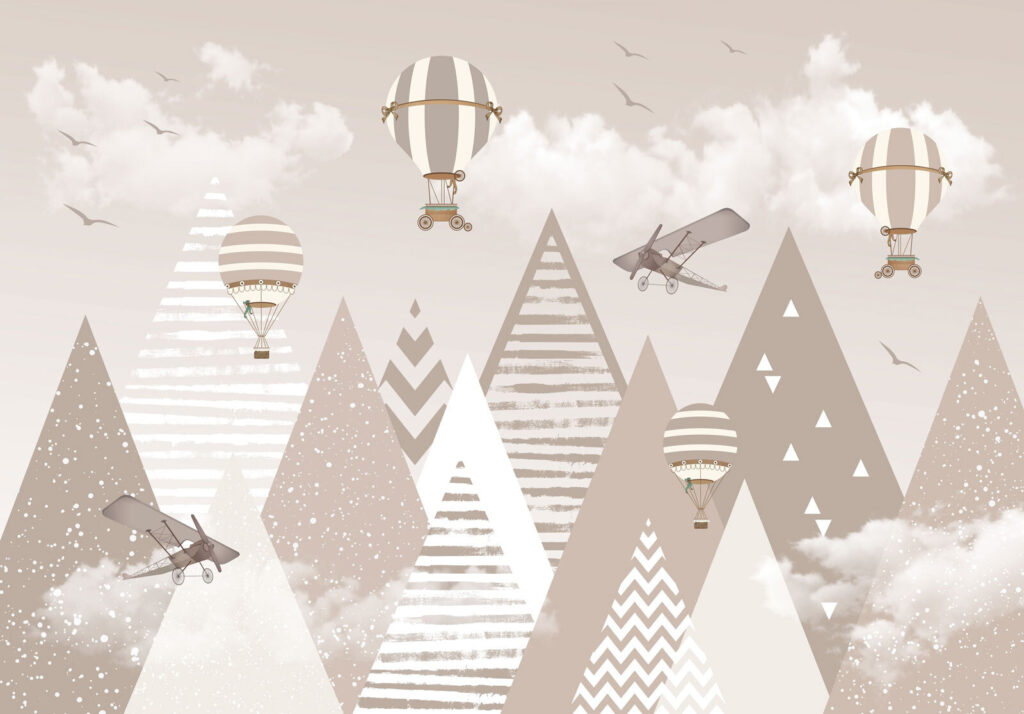 Papel pintado con montañas y aviones Papel pintado con montañas y aviones