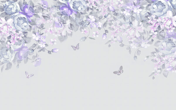 Un diseño floral con mariposas Un diseño floral con mariposas