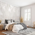 Fotomurales Hojas blancas sobre una superficie gris