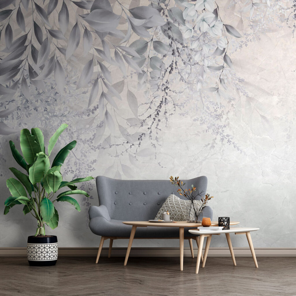 White and gray floral design