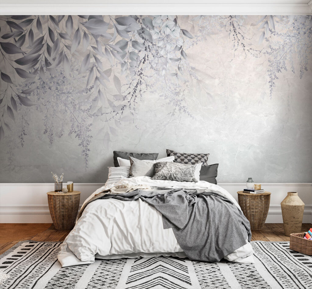 White and gray floral design