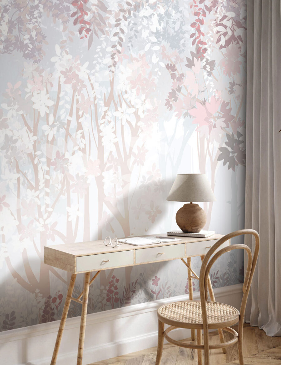 Estampado floral blanco y rosa