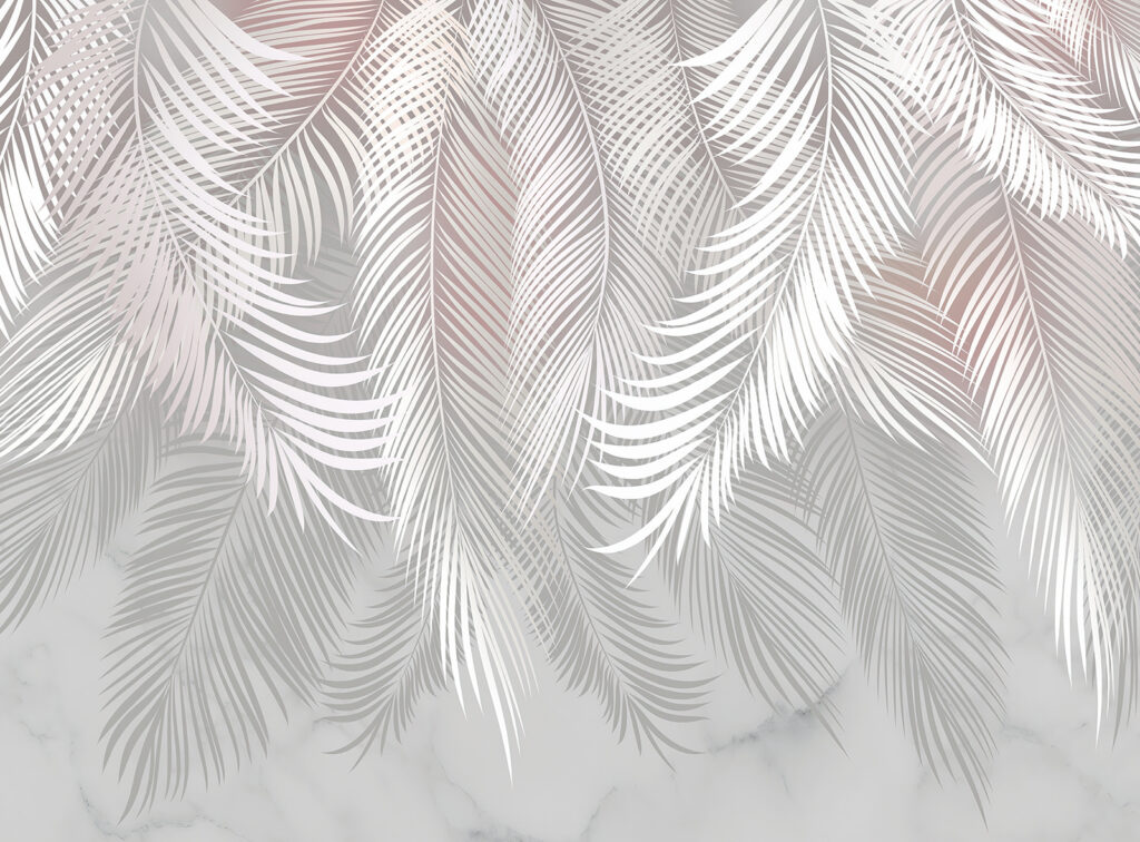Plumas blancas sobre una superficie de mármol Plumas blancas sobre una superficie de mármol