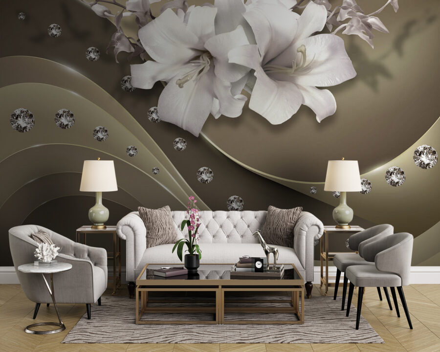 Elegantes flores con detalles brillantes