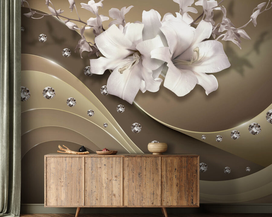 Elegantes flores con detalles brillantes