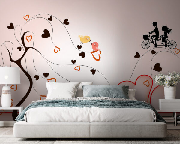 Árbol con corazones y pájaros Árbol con corazones y pájaros