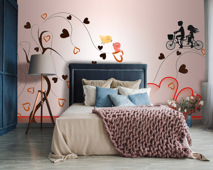 Árbol con corazones y pájaros Árbol con corazones y pájaros